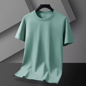 Camiseta de Manga Corta para Hombre, 180g, 100% Algodón, Formal, Transpirable, Ecológica, Corte Regular, Cuello Redondo, Color Sólido, de Alta Gama - Product Image 1