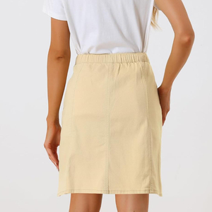 High Quality Women's High Waist Knee-Length A-Line Denim Skirt 100% Cotton Custom Made Casual Style Wholesale Price - Product Image 2