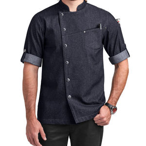 Veste de chef personnalisée pour homme, chemise de cuisinier en polycoton, veste à double boutonnage, manches courtes, uniforme de chef - Product Image 3