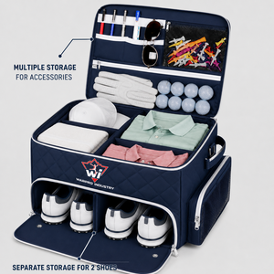 Bolsa Organizadora para Zapatos de Golf WARPRO INDUSTRY, Almacenamiento Multicompartimento, Tela Oxford Impermeable, Ligera, Acolchada con Diseño de Diamantes - Product Image 4