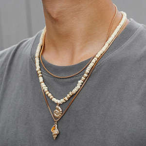 Collier pendentif style plage pour homme, chaîne superposée haut de gamme hip-hop pour homme - Product Image 3