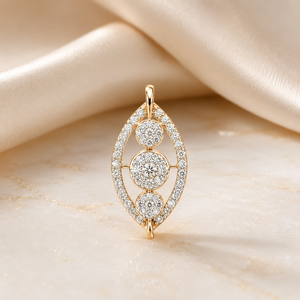 Vente en gros de bijoux Ishwar Art, pendentif ovale en or 14 carats, 0,400 carats de diamants naturels étincelants, bijoux de mariage pour femmes - Product Image 1