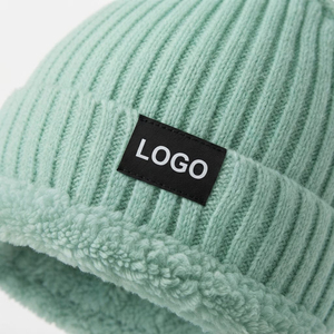 Trendy Sherpa Fleece Lined Beanie Warm Rib Knit <b>Winter</b> Wear <b>Hat</b> with Custom Logo Unisex <b>Hat</b> For Men <b>Women</b> - Product Image 3