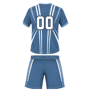 Conjunto de Camiseta y Pantalones Cortos de Rugby Azul Acero y Blanco, Cuello en V, Uniforme de Equipo, Transpirable, Ligero, Personalizable, Ropa Deportiva de Entrenamiento - Product Image 2