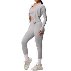 Nuevo conjunto deportivo de 3 piezas de secado rápido, de alta calidad, para fitness, yoga y gimnasio, para mujer. - Product Image 5