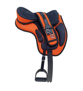 Selle de cheval sans arceau Freemax Orange Noir, légère et flexible, avec sangle réglable, confortable pour l'entraînement, ensemble complet - Product Image 1