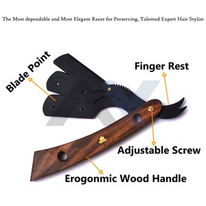 Navaja de Afeitar de Madera con Logotipo OEM, Calidad Profesional para Barbería, Navaja Recta para Afeitar, Moldeador de Bigote y Barba - Product Image 3