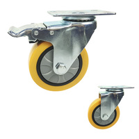 Vente en gros en Stock usine PU jaune industriel pivotant verrouillage moyen Duty roulette pour chariots