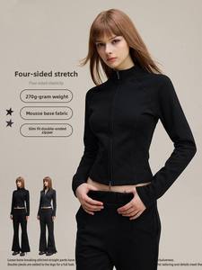 <span class=keywords><strong>Cardigan</strong></span> Rétro Femme Automne 2025 à Col Montant et Fermeture Éclair, Style Européen et Américain <span class=keywords><strong>Lulu</strong></span>, Semelle Respirante Imprimée Effet Mousse - Product Image 3