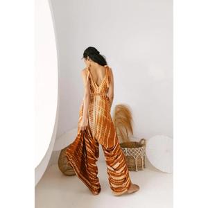 Vestido Maxi Bohemio de Algodón 100% Tejido Ecológico con Estampado a Cuadros, Tirantes Finos y Cuello en V para Mujer, Ideal para Celebraciones Festivas - Product Image 6
