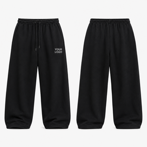 Winter Thermal 480 GSM Cotton Blend Fleece Men's Relaxed Wide Leg Sweatpants Private Label Baggy <b>Joggers</b> Wholesale Supplier - Product Image 3