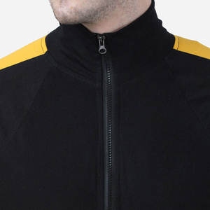 Ensemble de survêtement pour homme noir et jaune à blocs de couleur, manches longues, fermeture éclair sur le devant, col roulé, style sportif, coupe régulière, pour l'automne - Product Image 6