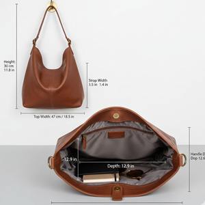 Handmade Brown Leather Hobo <b>Tote</b>, <b>Slouchy</b> Shoulder <b>Bag</b> High Quality Large Capacity Customizable Colors & Logo - Product Image 4