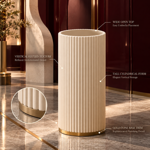 Elegante Soporte para Paraguas Cilíndrico Acanalado con Base Metálica Decorativa |   Organizador Vertical Premium para el Hogar Moderno y Hoteles - Product Image 2