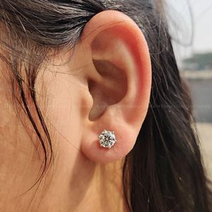 <b>Silver</b> Round Cut Lab Grown Diamond <b>Stud</b> <b>Earrings</b> <b>Set</b> in 925 Sterling <b>Silver</b> Fine Jewelry Pair for Women Classic Beauty - Product Image 6