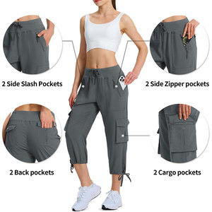 Shorts cargo pour femmes de qualité supérieure, type toile, tissu tricoté, imperméable, poche zippée, look élégant, vêtements de plein air formels - Product Image 4