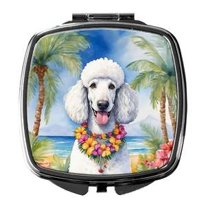 Miroir de maquillage de voyage compact pour femmes caniche blanc Luau décoratif pliant cadeau de conception de poche pour les filles - Product Image 1