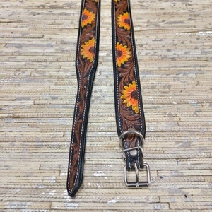 Collar de Cuero Genuino Vintage Venus Leathers para Perro con Bordado de Girasol y Hebilla Metálica Impermeable para Accesorios de Bolsos - Product Image 2
