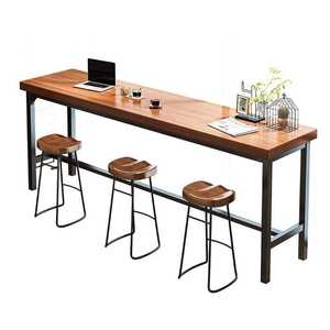 Conjunto de Muebles de Bar Rústicos de Madera Maciza para Uso Comercial en Cafeterías, Pubs, Restaurantes y Hogares, Incluye Mesa de Bar y Taburetes - Product Image 1