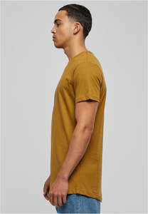 เสื้อยืดทรงยาวสีเหลืองมัสตาร์ดสำหรับผู้ชาย ชายเสื้อโค้งมน สีมัสตาร์ดทอง ผ้าฝ้าย เสื้อยืดทรงสูง สไตล์ฮิปฮอป สตรีทแวร์ เสื้อเปล่าเรียบๆ เสื้อผู้ชาย - Product Image 2