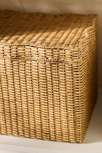Functional Rectangle Ripple Rattan Laundry <b>Basket</b> Handmade Storage <b>Hamper</b> Minimalist Home Wicker Laundry <b>Basket</b> With Lid - Product Image 2