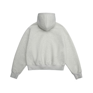 Sudadera con Capucha Gruesa y Rígida Estilo Americano, Forrada de Felpa Gris, para Hombre y Mujer, Corta, con Bolsillo, 100% Algodón, para Invierno - Product Image 2