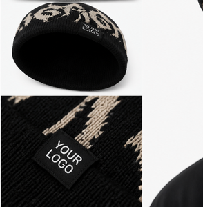 Bonnet en tricot jacquard personnalisé avec logo, chaud pour l'hiver, style streetwear, option patch tissé ou brodé, collection 2026 - Product Image 3