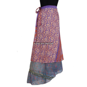 38 Inch 2026 Fashion for Women 2 Layered Art Silk Sari Reversible Summer Beach Wear Magic <b>Wrap</b> <b>Skirts</b> Wholesale Discount!!! - Product Image 3