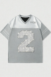 Maillot de football américain unisexe avec strass, surdimensionné, style streetwear, personnalisable, OEM ODM, fournisseur d'usine en gros - Product Image 3