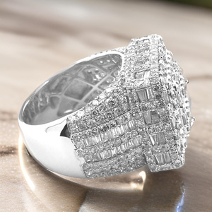 Oversized 925 Sterling Silver Rhodium Plated Hip Hop Cluster Men's <b>Ring</b> Wedding Engagement Anniversary Gifts <b>Iced</b> Special <b>Ring</b> - Product Image 5