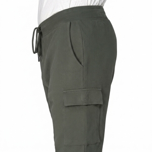 Shorts cargo pour homme, taille mi-haute, cordon de serrage, couleur unie, décontracté, respirant, en toile, avec poches - Product Image 5