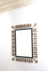 New Arrival Mid Century Modern Iron Mirror With Decorative <b>Square</b> <b>Frame</b> Wall Mounting - Product Image 1