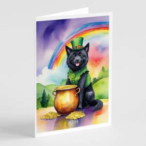 Schipperke St Patrick's Day Whimsical A7 Blank Note Cards Pack of 8 with <b>Envelopes</b> <b>5x7</b> Size Greeting Cards - Product Image 1