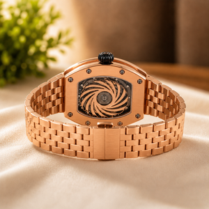 Reloj Mecánico de Lujo para Hombre en Tono Oro Rosa con Tourbillon, Esfera de Zafiro y Correa de Acero Inoxidable - Product Image 6