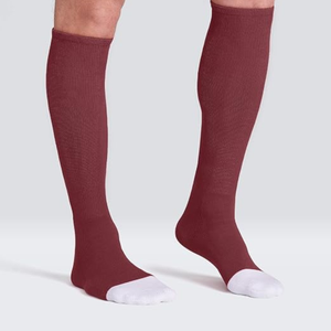 Chaussettes de sport montantes en gros pour le football, le softball, le baseball, couleur unie bordeaux et blanc, respirantes, tricotées, pour adultes, décontractées, 100 % coton - Product Image 1