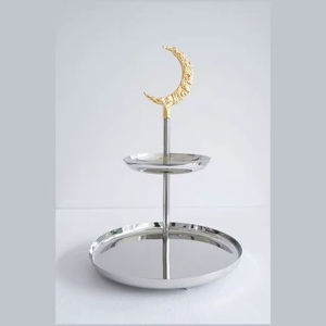 Handcrafted Golden Crescent Harmony Tray for <b>Chocolate</b> Dates & Pistachio Decorative Elegant <b>Ramadan</b> Gift - Product Image 1