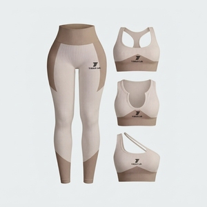 Ensembles de yoga légers pour femmes avec logo personnalisé de haute qualité, leggings taille haute, soutien-gorge de sport dos nageur, sans couture, nouvelle collection - Product Image 6
