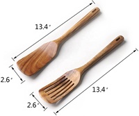 Koning Internationale Amazon Hot Koop 6 Pcs Custom Logo Keuken Serveren Lepel Spatel Teak Hout Gebruiksvoorwerp Koken Set Hot Selling set