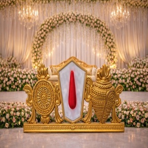 Tirupati Bala Ji Shankh Chakra Tilak para decoración de bodas del sur de la India, tema dorado de Bala Ji, para interiores y exteriores - Product Image 1