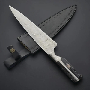 Couteau de chef Burraq personnalisé fait main en acier carbone, lame de 8 pouces, épaisseur de 3,0 mm, manche en bois, nouveau cadeau - Product Image 1