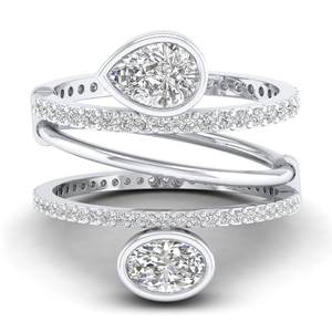 Bagues de fiançailles REYES en argent sterling 925 et moissanite, design original, plaquées or blanc 14K 18K et rhodium, bijoux fins pour mariage - Product Image 1