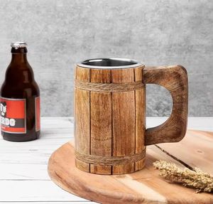 Tasses en bois de qualité supérieure, durables, fabriquées à la main, gobelets en bois à grain naturel, réutilisables, vaisselle pour boissons, cuisine, café, restaurant - Product Image 3