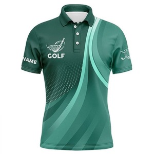 Chemises décontractées pour hommes de haute qualité OEM, manches courtes, boutonnées, longueur normale, séchage rapide, polyester, élasthanne, imprimées, pour le golf - Product Image 6
