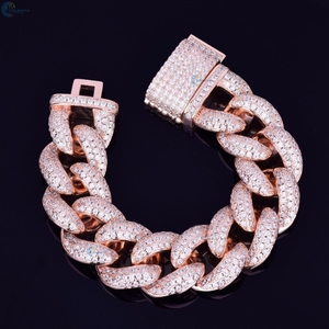 Bracelet en argent de luxe avec diamants de laboratoire VVS1, style cubain, style rappeur, hip hop, pour homme - Product Image 3