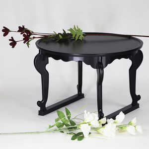 Antique <b>Round</b> Korean Dining <b>Table</b> <b>Small</b> Black Oriental Traditional <b>Coffee</b> <b>Table</b> - Product Image 6