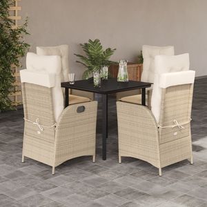 Juego de Comedor para Jardín en Beige, Negro y Crema - Product Image 1