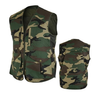 Veste de chasse marron sans manches avec doublure polaire, logo personnalisé, veste camouflage coupe-vent chaude pour activités de plein air, vêtements de chasse zippés - Product Image 2