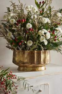 Pot de fleurs élégant en métal finition dorée pour plantes vertes décoratives de réception de bureau - Product Image 2