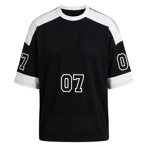 Camiseta Negra de Alta Calidad para Hombre, Estilo Oversize con Hombros Caídos, Algodón Grueso, Logotipo Personalizado, Streetwear Vintage al por Mayor - Product Image 1