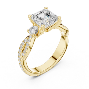 Yellow Gold Asscher Cut Lab Grown <b>Diamond</b> Split Shank Engagement <b>Ring</b> for Women Bridal Wedding Jewelry - Product Image 4